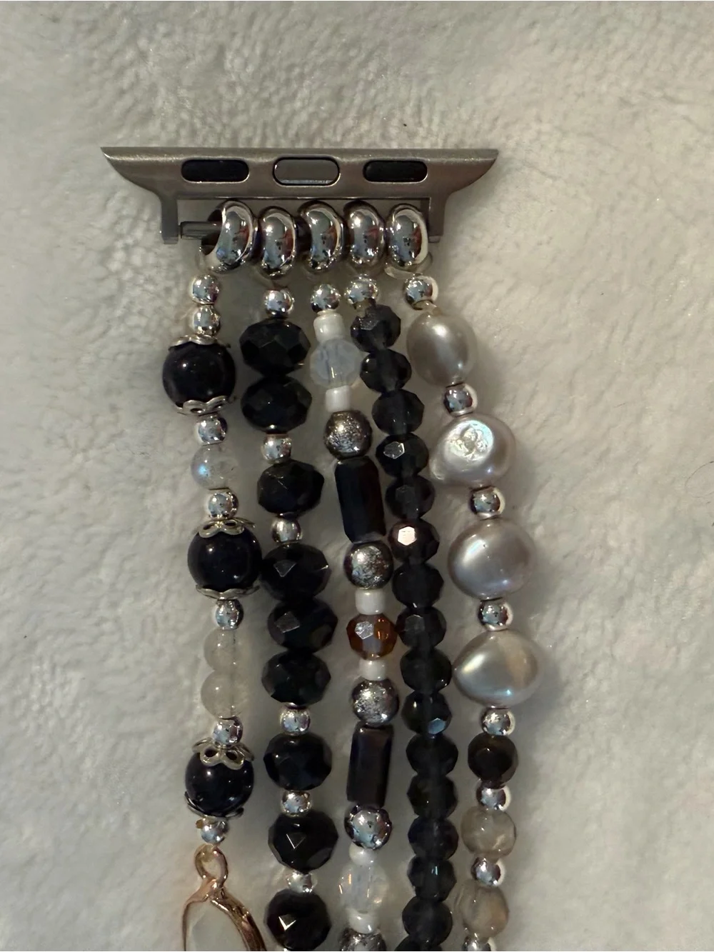 Cape Diablo Beaded Multi-Strand Watch Band - Black & Pearl